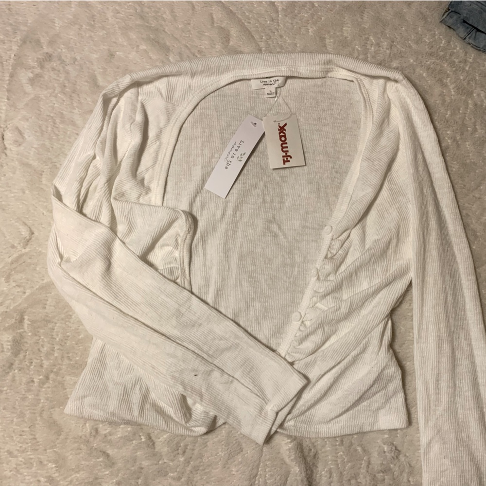 Large. White. Brand: TJ Maxx long sleeve stretchy cami